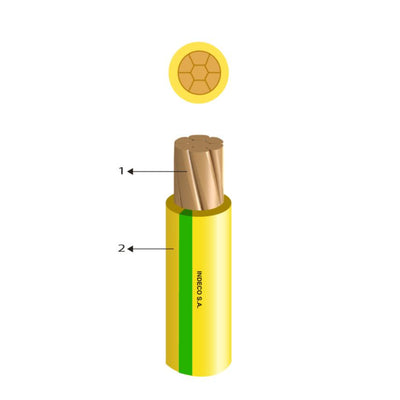 CABLE LIBRE DE HALÓGENOS FREETOX-PC NH-90 4 mm² AMARILLO/VERDE 450/750 V - INDECO