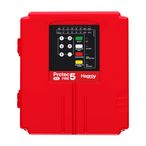 PANEL DE ALARMA CONTRA INCENDIO 5 ZONAS PROTEC FIRE 5 2.0 HG-PTFIRE5-2.0 - HAGROY
