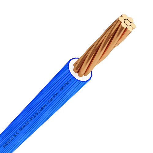 CABLE THW-90 + PLUS 10 AWG AZUL 450/750 V - INDECO