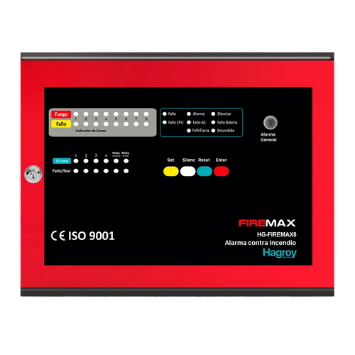PANEL DE ALARMA CONTRA INCENDIO 8 ZONAS FIREMAX 8 HG-FIREMAX8 - HAGROY
